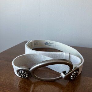 Landes White Leather Western Belt One Size